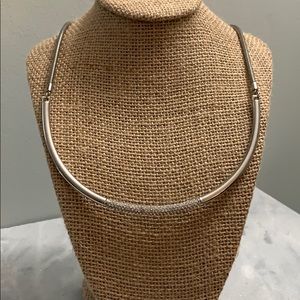 Chico’s silver curved bar necklace